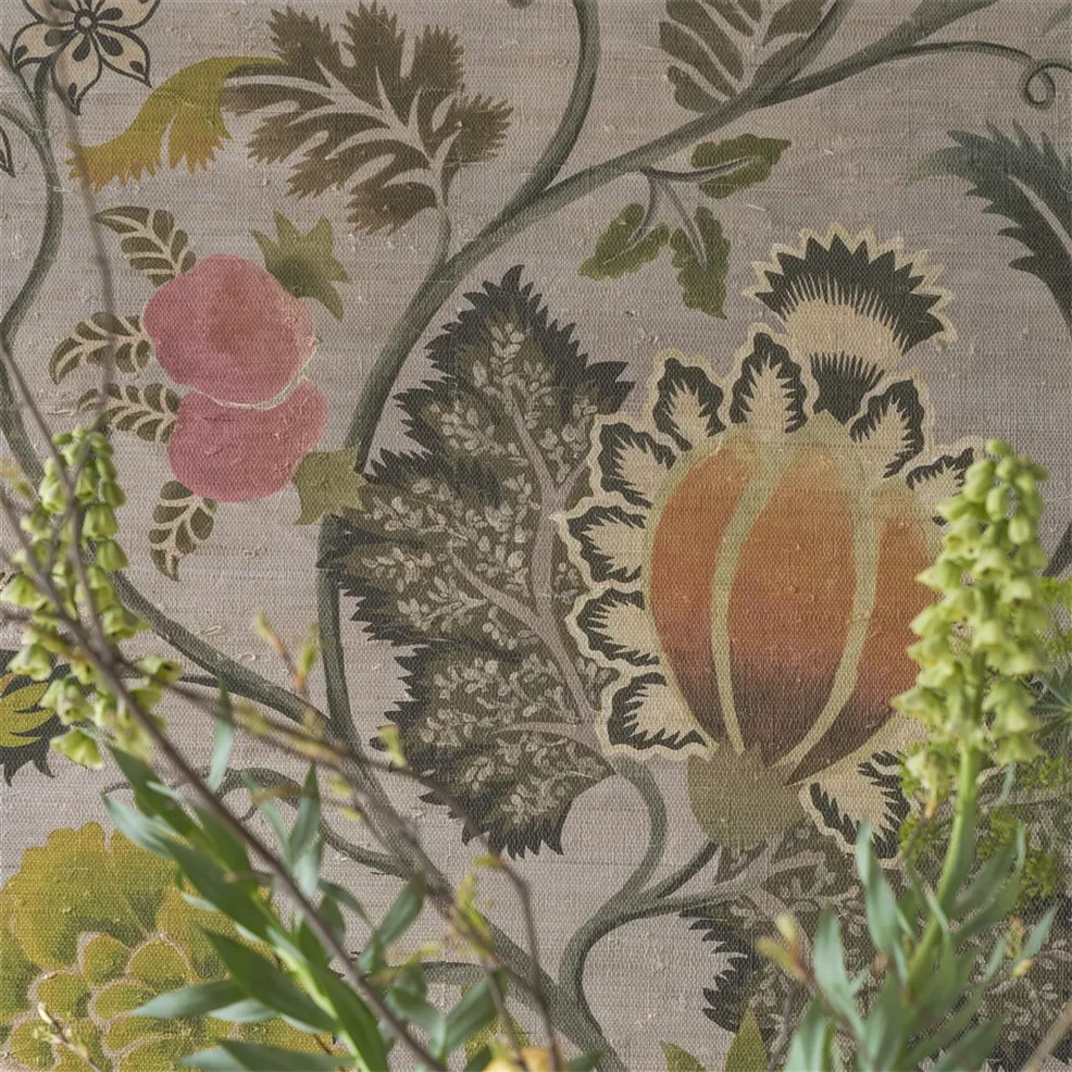Designers Guild PDG1187/01 Scenes and Murals III Brocart Decoratif Sepia - tapeta w kwiaty