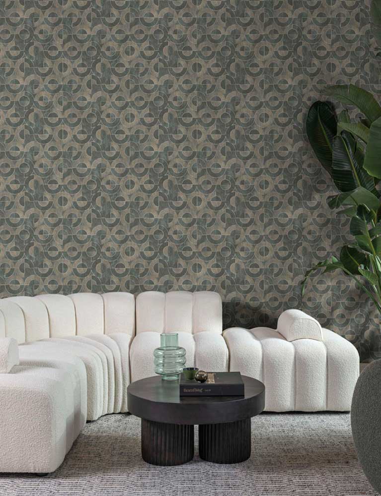 Rasch Textil 301877 Linen House Mill Stones Smokey Green - tapeta geometryczna