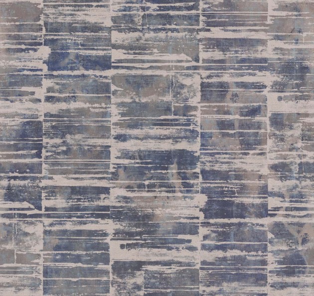 Rasch Textil 302980 Linen House Block Print Blue - mural geometryczny