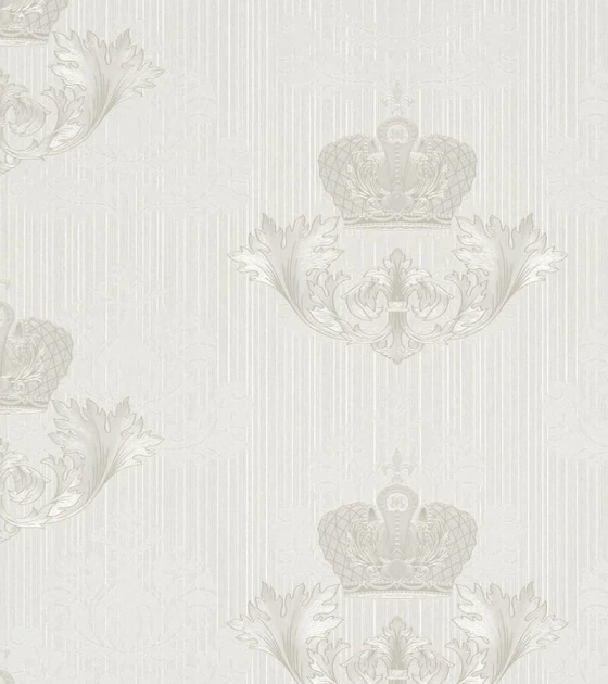 Marburg 54857 Gloockler Imperial - tapeta z motywem liści i koron na prążkowanym tle