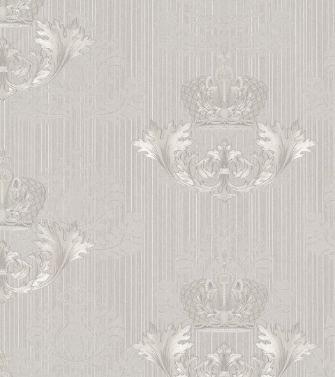 Marburg 54858 Gloockler Imperial - tapeta z motywem liści i koron na prążkowanym tle