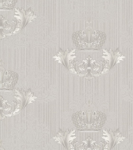 Marburg 54858 Gloockler Imperial - tapeta z motywem liści i koron na prążkowanym tle