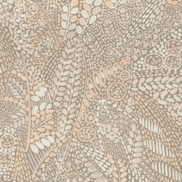 Casamance 76310916 Casa Azul Talavera Marron Glace - tapeta w liście o wzorze inspirowanym ceramiką