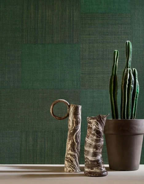 Casamance 76321222 Casa Azul Mestizo Mordore - tapeta geometryczna imitująca naturalne materiały