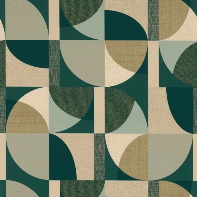 Casamance 76260916 Faubourg Des Lumieres Barillet Emeraude - tapeta geometryczna inspirowana witrażami