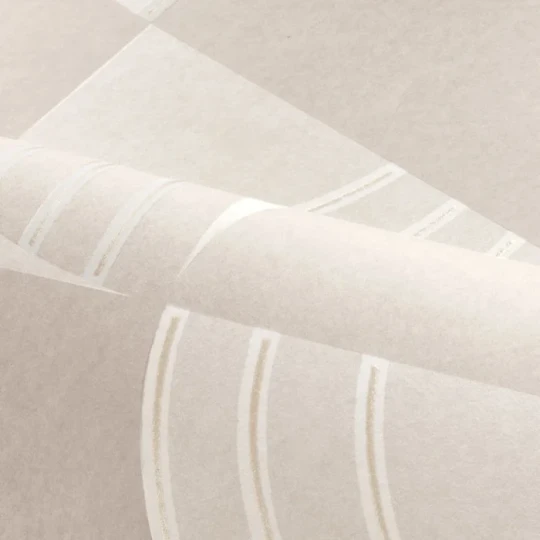 Casamance 76271120 Faubourg Des Lumieres Annees 30 Sable - tapeta geometryczna w ćwierćkoła i linie