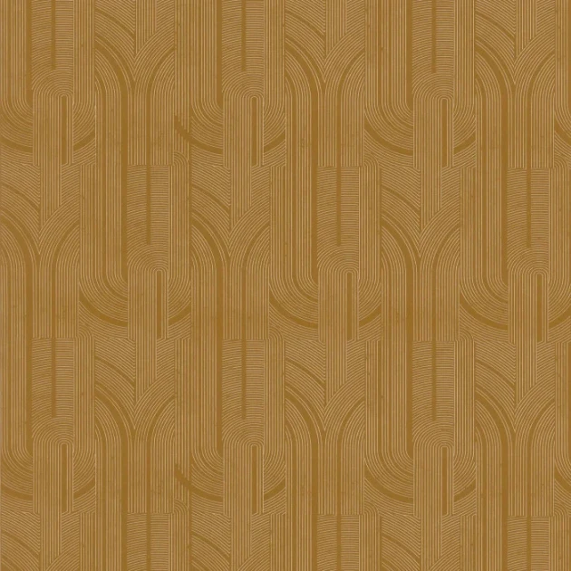 Casamance 76282140 Faubourg Des Lumieres Porte Doree Ambre - tapeta geometryczna z metalicznymi elementami