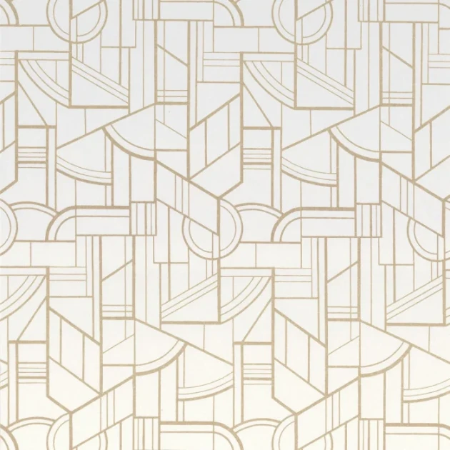 Casamance 76292446 Faubourg Des Lumieres Cinetique Blanc - tapeta geometryczna z metalicznymi elementami