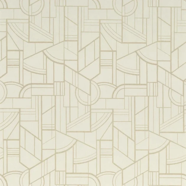Casamance 76292548 Faubourg Des Lumieres Cinetique Sable - tapeta geometryczna z metalicznymi elementami