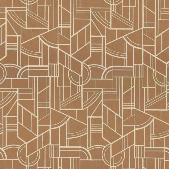 Casamance 76292752 Faubourg Des Lumieres Cinetique Cuivre - tapeta geometryczna z metalicznymi elementami
