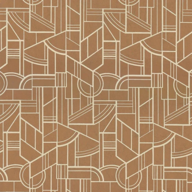 Casamance 76292752 Faubourg Des Lumieres Cinetique Cuivre - tapeta geometryczna z metalicznymi elementami