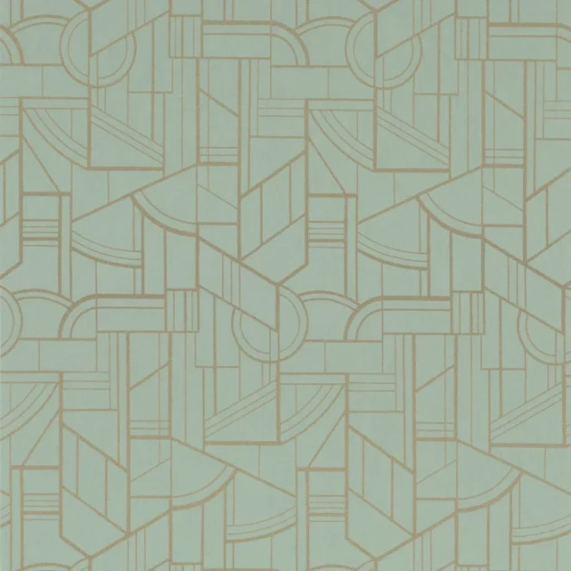 Casamance 76292854 Faubourg Des Lumieres Cinetique Vert D’eau - tapeta geometryczna z metalicznymi elementami