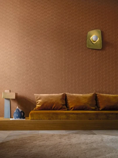Casamance 76480304 Nature Precieuse Lindu Paille - naturalna tapeta geometryczna inspirowana liśćmi bananowca