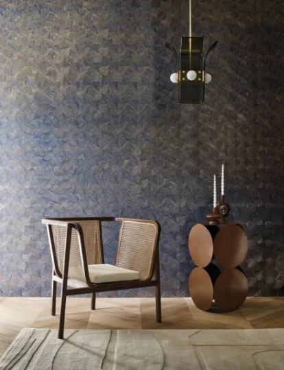 Casamance 76522548 Nature Precieuse Songket Travertin - tapeta botaniczna z metalizującymi elementami