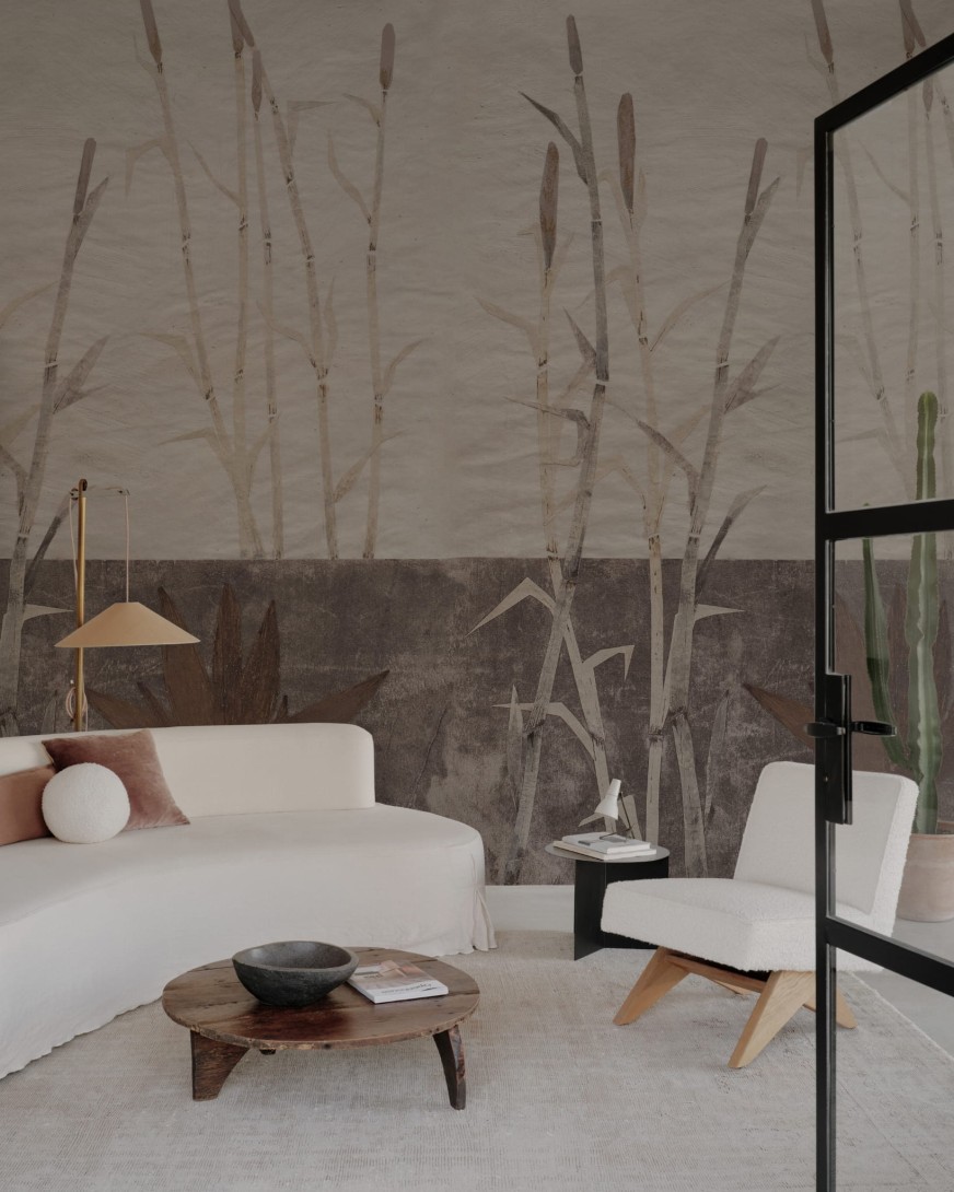 Wall & Deco Contemporary 2024 WDKO2401 Koraju - mural w łodygi na betonowym tle