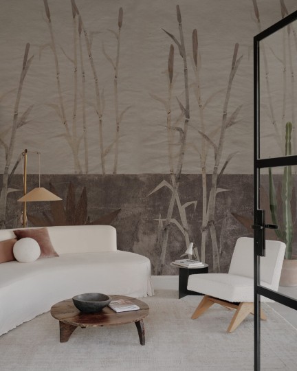 Wall & Deco Contemporary 2024 WDKO2402 Koraju - mural w łodygi na betonowym tle