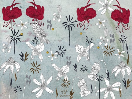 Wall & Deco Contemporary 2024 WDDD2401 Daydream - mural w kwiaty i sowę