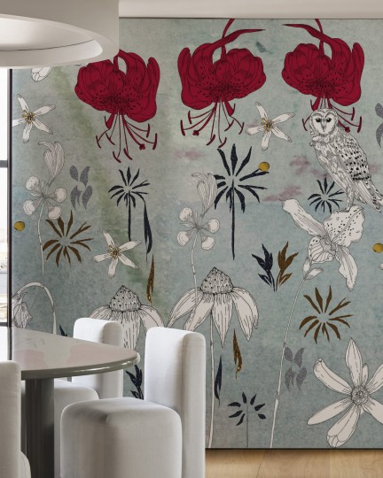 Wall & Deco Contemporary 2024 WDDD2401 Daydream - mural w kwiaty i sowę