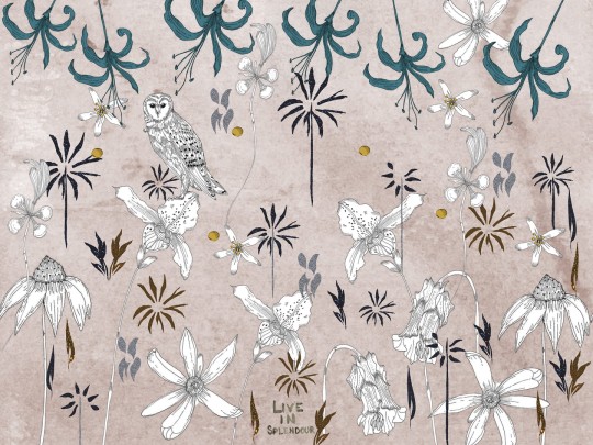 Wall & Deco Contemporary 2024 WDDD2402 Daydream - mural w kwiaty i sowę