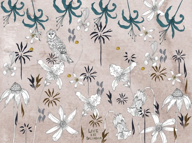 Wall & Deco Contemporary 2024 WDDD2402 Daydream - mural w kwiaty i sowę
