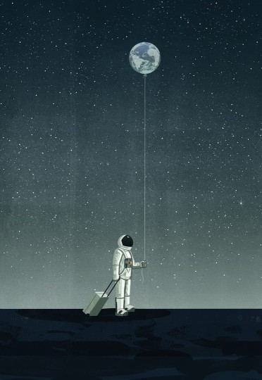 Wall & Deco Contemporary 2024 WDWM2401 Walking with the Moon - mural kosmos z astronautą na księżycu