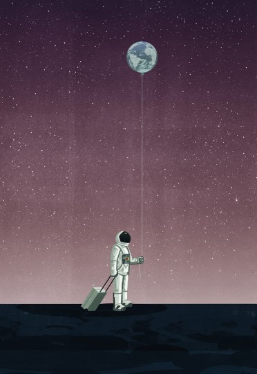 Wall & Deco Contemporary 2024 WDWM2402 Walking with the Moon - mural kosmos z astronautą na księżycu