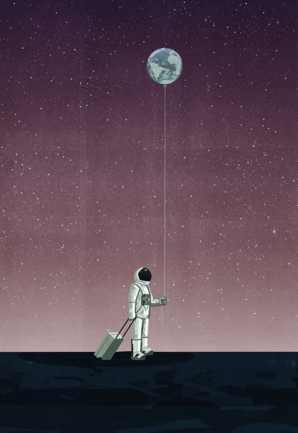 Wall & Deco Contemporary 2024 WDWM2402 Walking with the Moon - mural kosmos z astronautą na księżycu