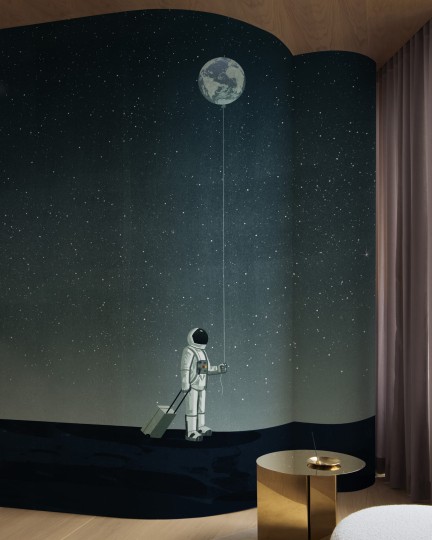 Wall & Deco Contemporary 2024 WDWM2402 Walking with the Moon - mural kosmos z astronautą na księżycu