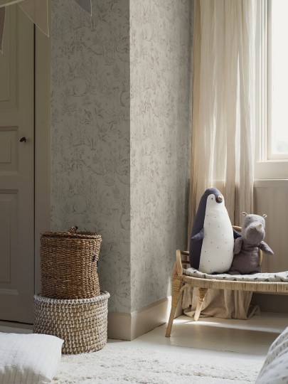 Boras Tapeter 6922 Newbie Forest Friends Beige - tapeta leśne zwierzątka