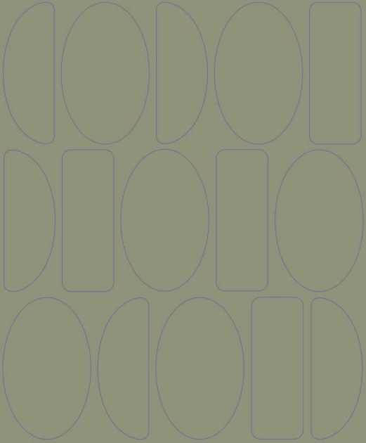 Casadeco 89927103 Alchimie Legerete Vert Kaki - tapeta w geometryczne zaokrąglone kształty