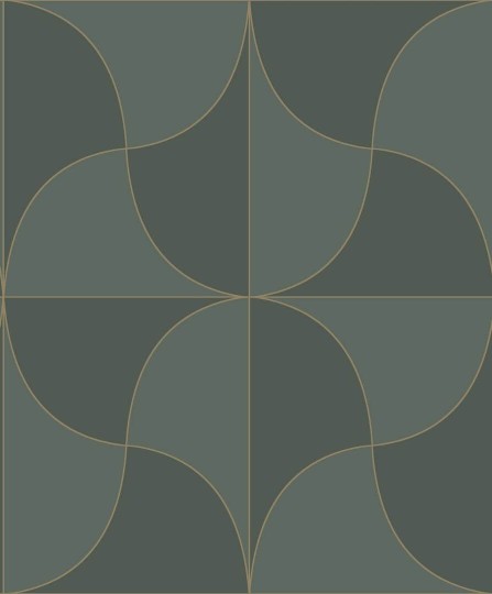 Casadeco 89937777 Alchimie Virevolte Vert Taiga - tapeta elipsy w stylu art-deco