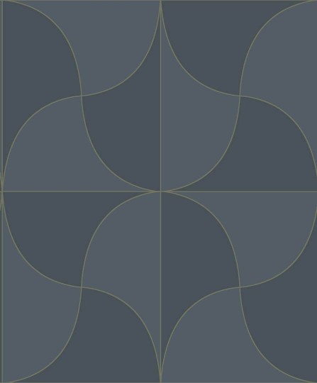 Casadeco 89936844 Alchimie Virevolte Bleu Marine - tapeta elipsy w stylu art-deco