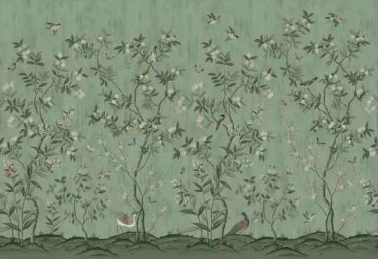 Rebel Walls R16742 Diane Hill Chinoiserie Chic Jade - mural w drzewa cytrusowe
