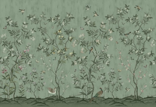 Rebel Walls R16742 Diane Hill Chinoiserie Chic Jade - mural w drzewa cytrusowe