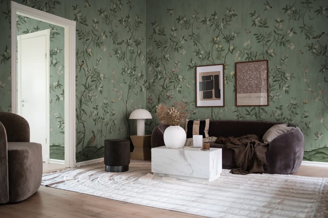 Rebel Walls R16742 Diane Hill Chinoiserie Chic Jade - mural w drzewa cytrusowe