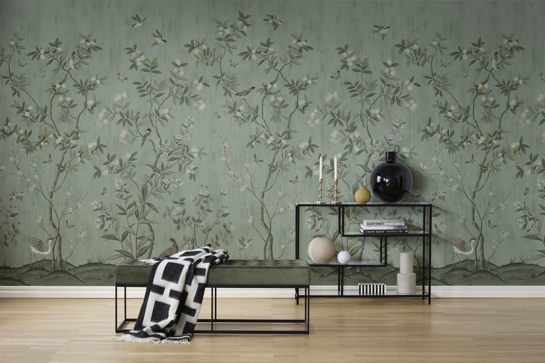 Rebel Walls R16742 Diane Hill Chinoiserie Chic Jade - mural w drzewa cytrusowe