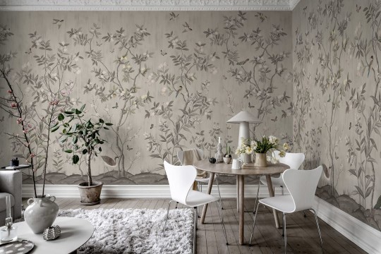 Rebel Walls R16743 Diane Hill Chinoiserie Chic Powder Beige - mural w drzewa cytrusowe