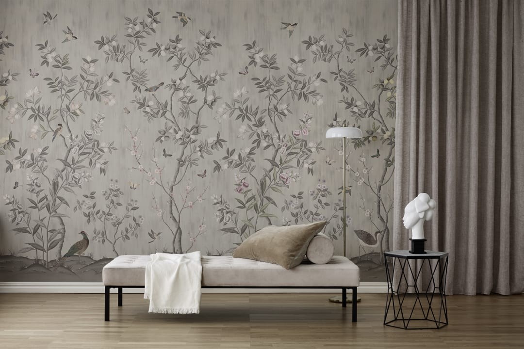 Rebel Walls R16743 Diane Hill Chinoiserie Chic Powder Beige - mural w drzewa cytrusowe