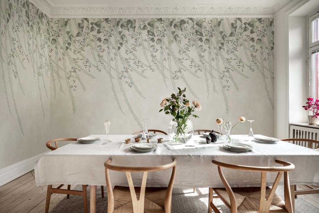Rebel Walls R16781 Diane Hill Lush Foliage Sage Tint - mural w płaczącą wierzbę