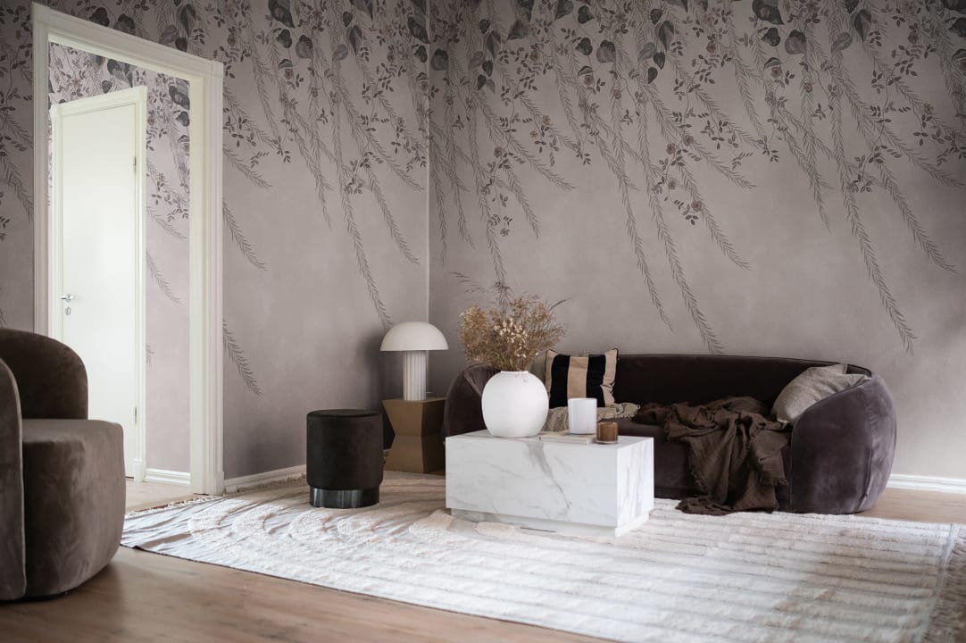 Rebel Walls R16782 Diane Hill Lush Foliage Rose Dust - mural w płaczącą wierzbę