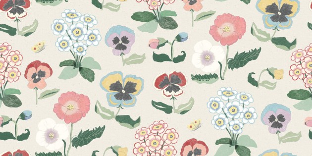 Boras Tapeter 9568W Studio Collabs Astrid Wilson Posy Beige - mural wiosenne kwiaty