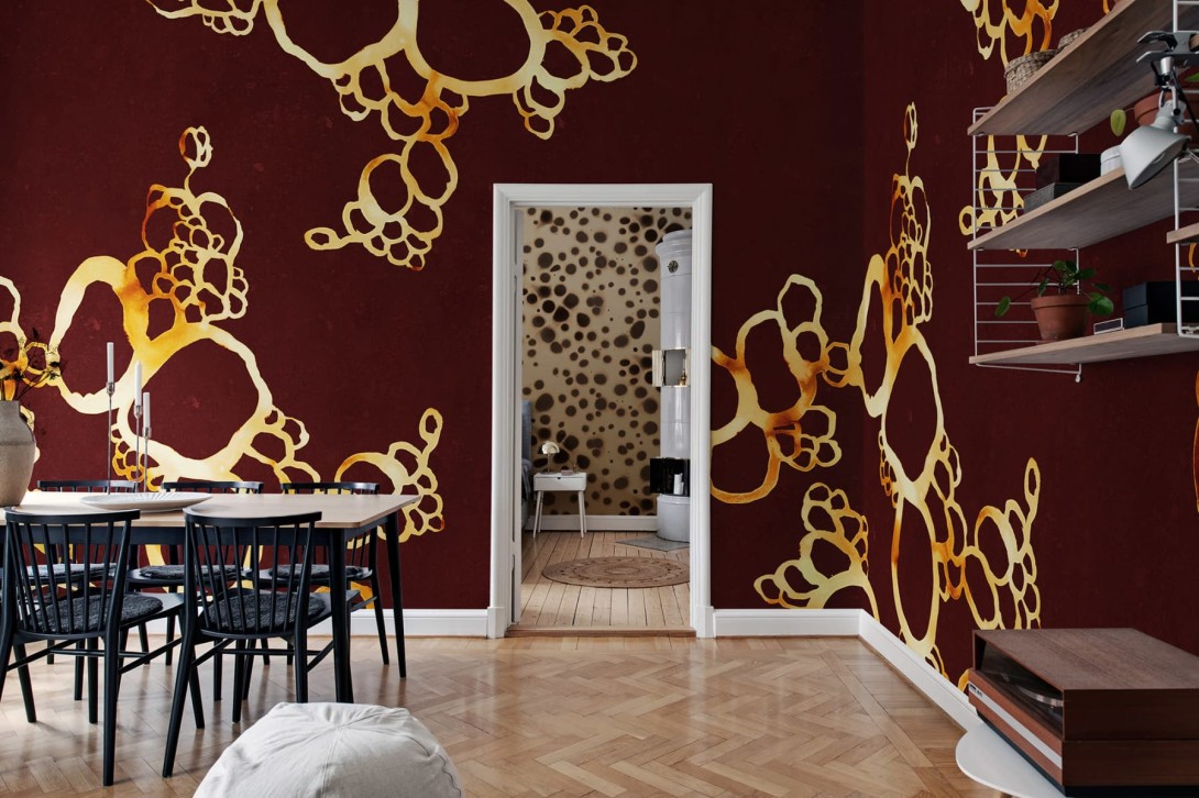 Rebel Walls R19820 Anna Norrman Lightning Clownfish Gold - mural w okręgi
