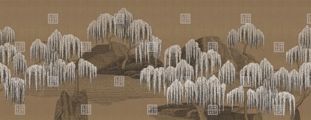 London Art MUN08 B Les Mille Et Une Nuits Saules Et Montagnes - mural jezioro