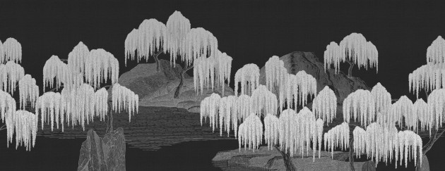 London Art MUN08 C Les Mille Et Une Nuits Saules Et Montagnes - mural jezioro