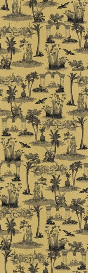 London Art MUN10 A Les Mille Et Une Nuits Sans Fin - mural z palmami, budowlami i ludźmi