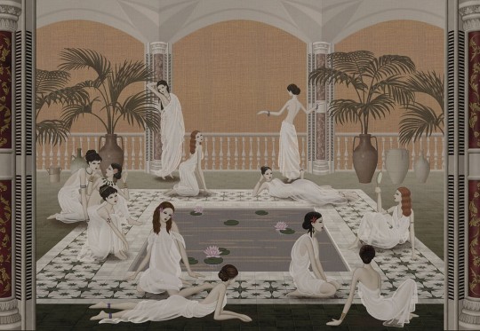 London Art MUN14 B Les Mille Et Une Nuits Les Baigneurs - mural antyczny basen