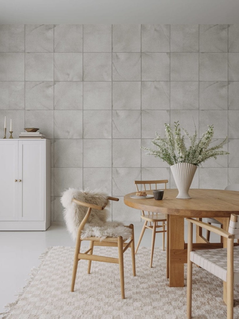 Rebel Walls R18777 Natural Aesthetic Craft Tiles White - mural imitujący płytki z gliny