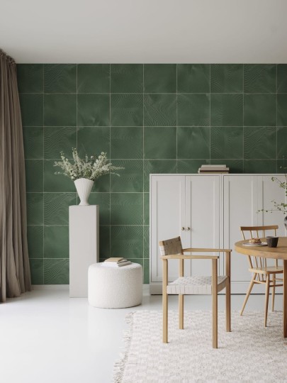 Rebel Walls R18779 Natural Aesthetic Craft Tiles Emerald - mural imitujący płytki z gliny