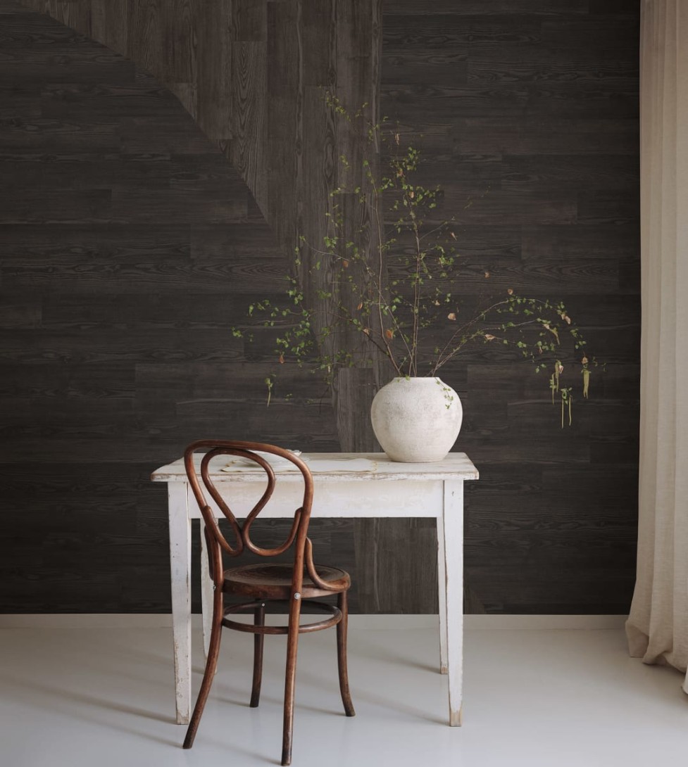 Rebel Walls R18771 Natural Aesthetic Woodline Walnut - mural imitujący drewniane panele