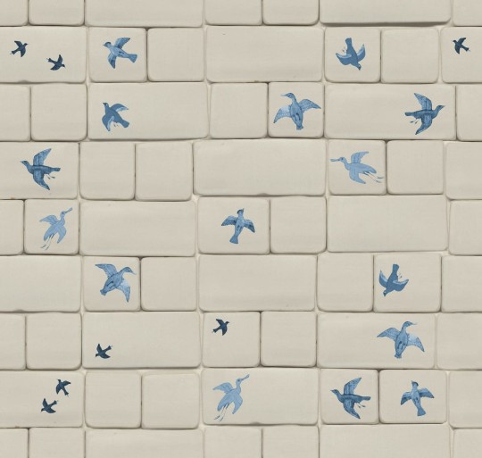 Rebel Walls R18765 Natural Aesthetic Flight of Tiles Blue- mural imitujący kafelki
